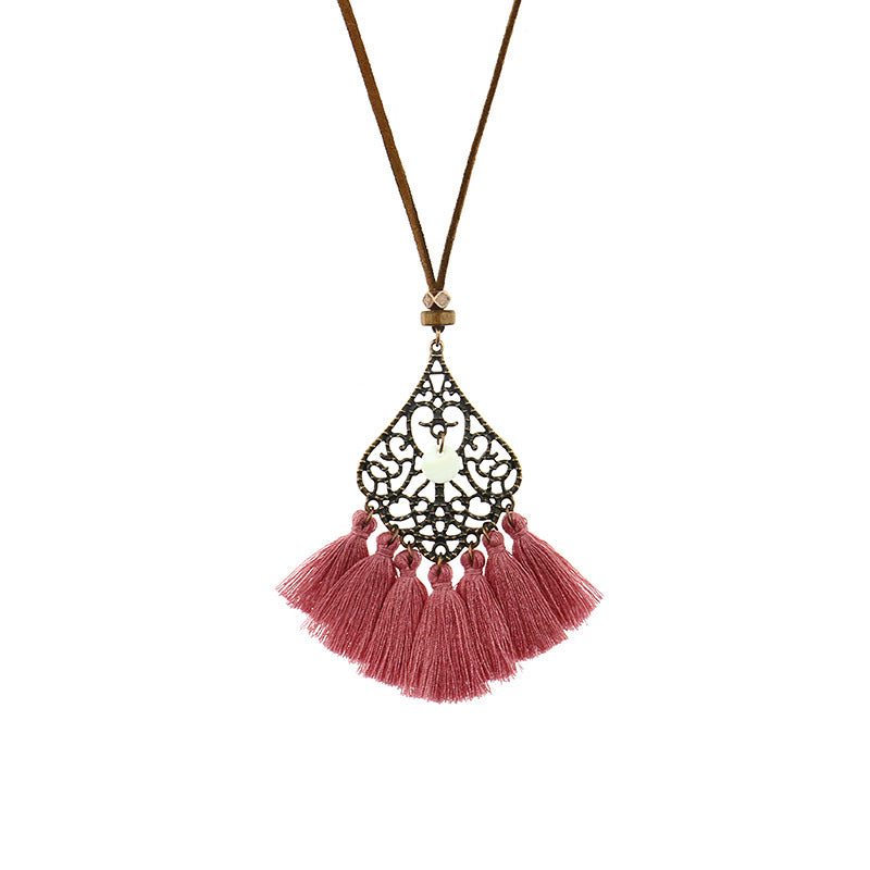 Wholesale Alloy Geometric Necklace Bohemian Tassel Pendant Necklace